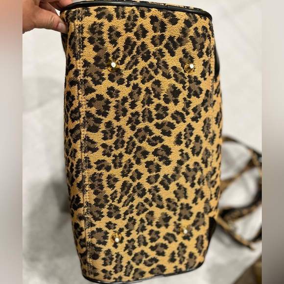 DIANE VON FURSTENBERG Madagascar Leopard Print Canvas Bag Badanco Luggage EUC - Picture 14 of 16